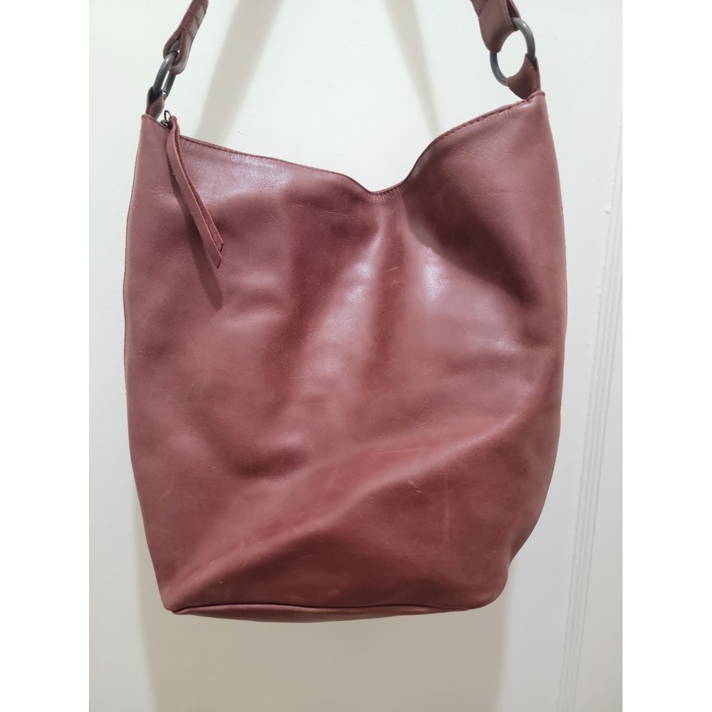 Fashionable Local and Global Brown Leather Shoulder Bag Hobo Bucket - Picture 5 of 8